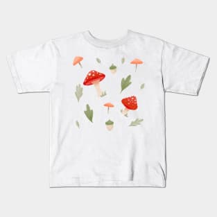 Mushroom Fields - Red and Green Kids T-Shirt